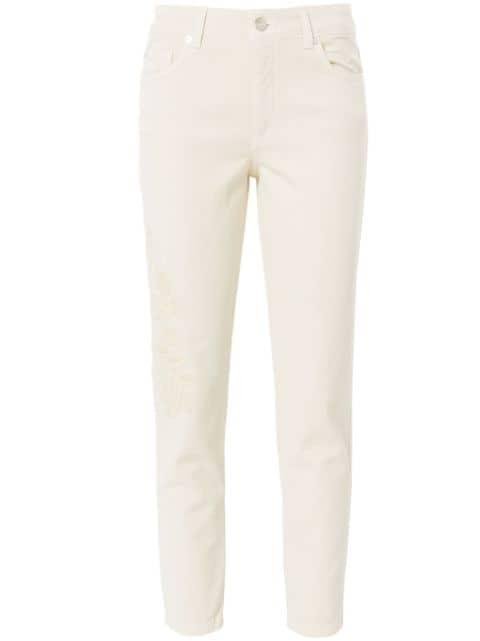 floral-embroidery tapered jeans by ERMANNO FIRENZE
