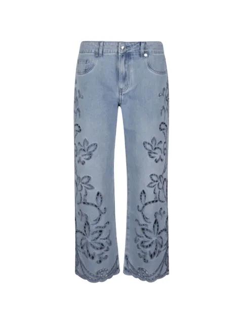 floral embroidery trousers by ERMANNO FIRENZE