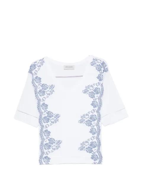 floral-print V-neck T-shirt by ERMANNO FIRENZE