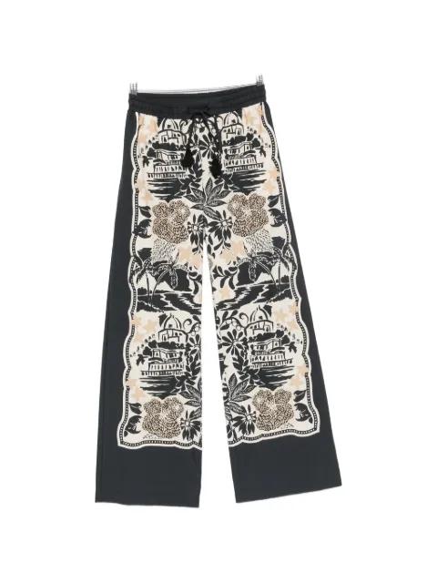 graphic-print drawstring palazzo trousers by ERMANNO FIRENZE