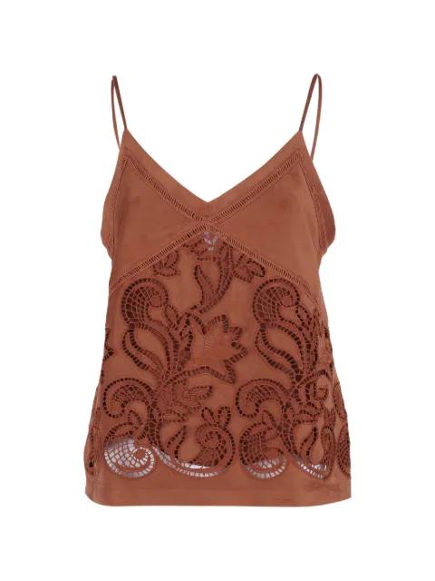 lace-cutout V-neck top by ERMANNO FIRENZE