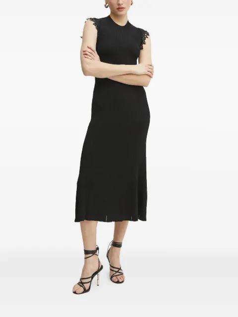 lace-trimmed ribbed-knit midi dress by ERMANNO FIRENZE