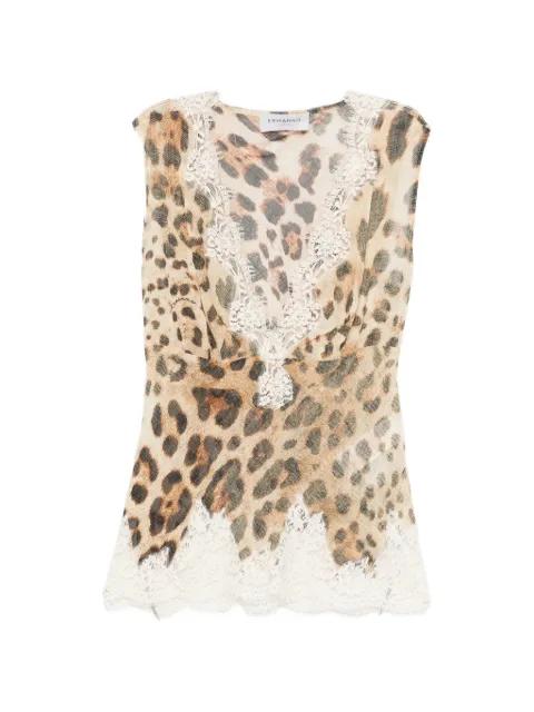 leopard-print lace-trim top by ERMANNO FIRENZE