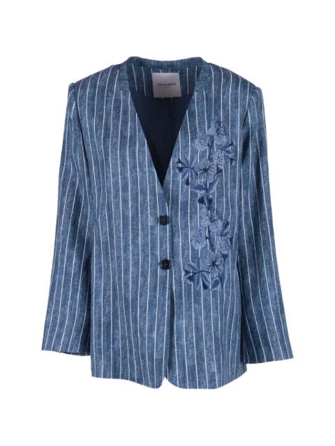 pinstripe-pattern floral-embroidered blazer by ERMANNO FIRENZE