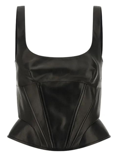 Peplos leather bustier top by ERMANNO SCERVINO