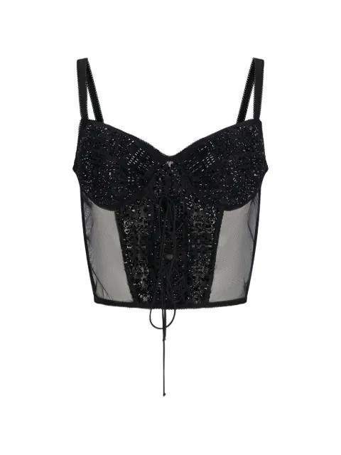bead-embellished lace-up top by ERMANNO SCERVINO