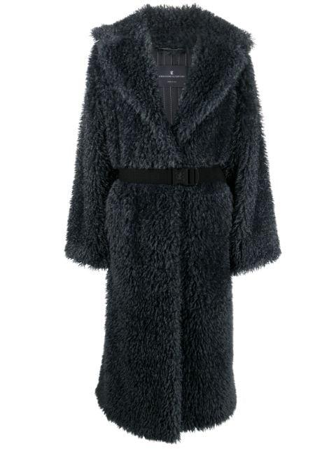 belted shearling wool coat by ERMANNO SCERVINO