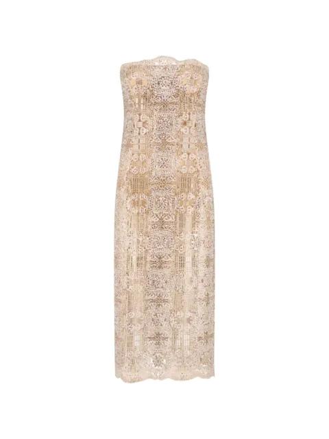 crystal-embellished lace midi dress by ERMANNO SCERVINO