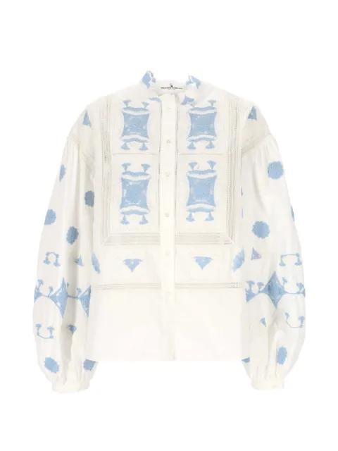 embroidered lace-trim blouse by ERMANNO SCERVINO