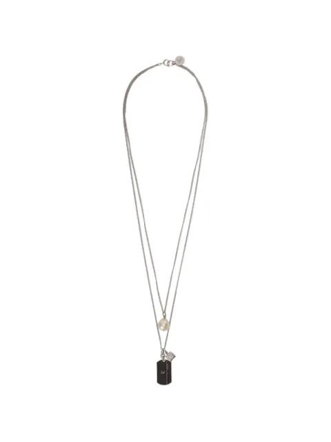 faux-pearl dog-embellished dog tag necklace by ERMANNO SCERVINO