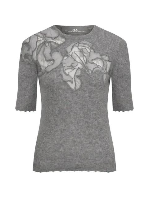 floral-appliqué ribbed T-shirt by ERMANNO SCERVINO