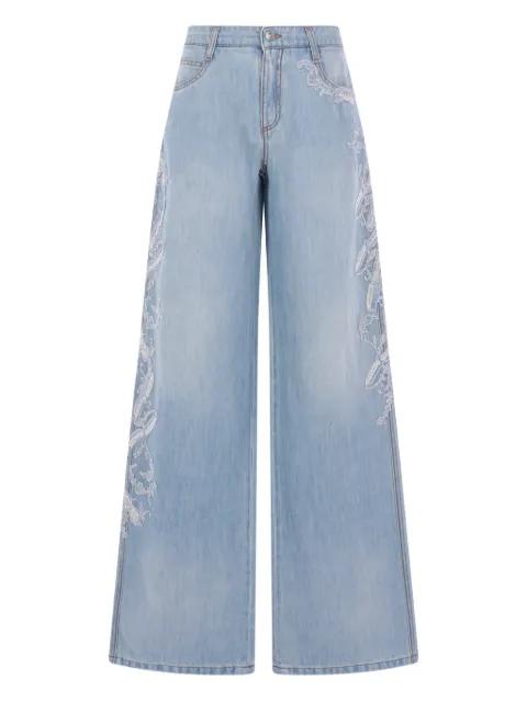 floral-embroidered buttoned jeans by ERMANNO SCERVINO