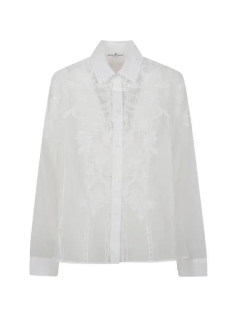floral-embroidered lace-trim shirt by ERMANNO SCERVINO