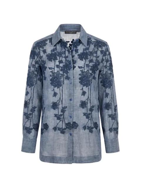 floral-embroidered linen shirt by ERMANNO SCERVINO