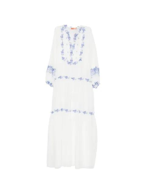 floral-embroidered tiered maxi beach dress by ERMANNO SCERVINO