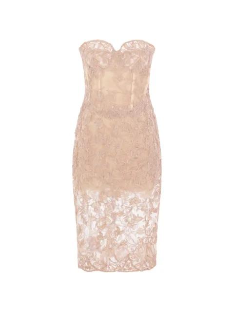 floral-lace bustier midi dress by ERMANNO SCERVINO