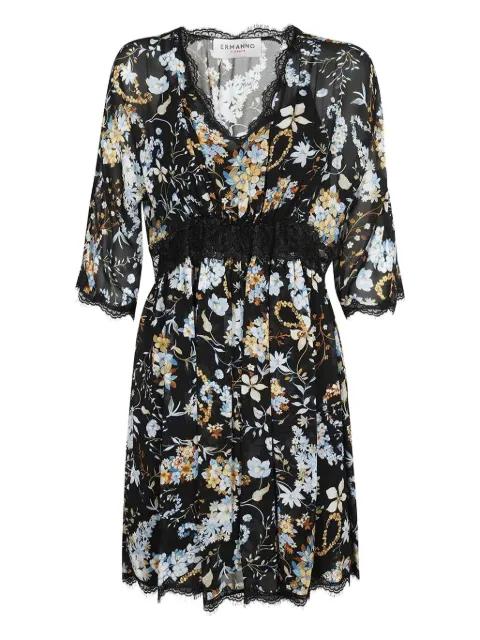 floral lace-trimmed mini dress by ERMANNO SCERVINO
