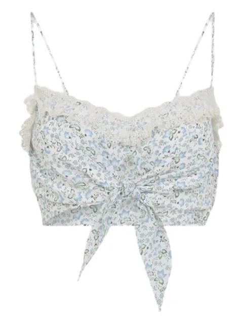 floral-print lace-detail top by ERMANNO SCERVINO