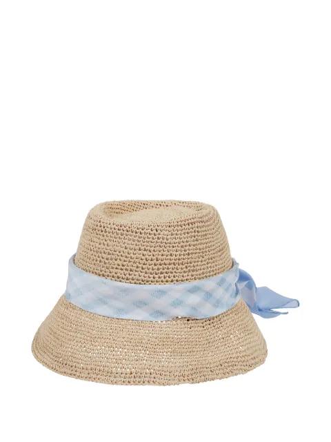 gingham-trim woven bucket hat by ERMANNO SCERVINO