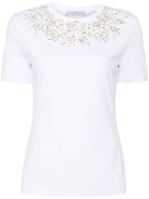 lace-detail crystal-embellished T-shirt by ERMANNO SCERVINO