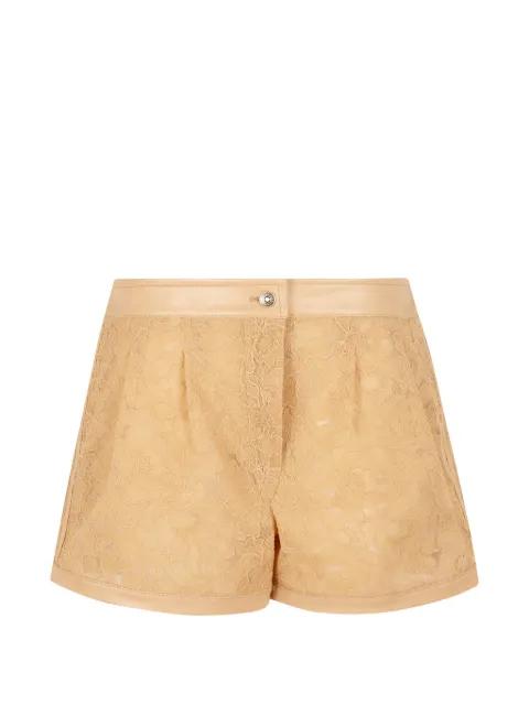 lace-overlay leather-trim shorts by ERMANNO SCERVINO