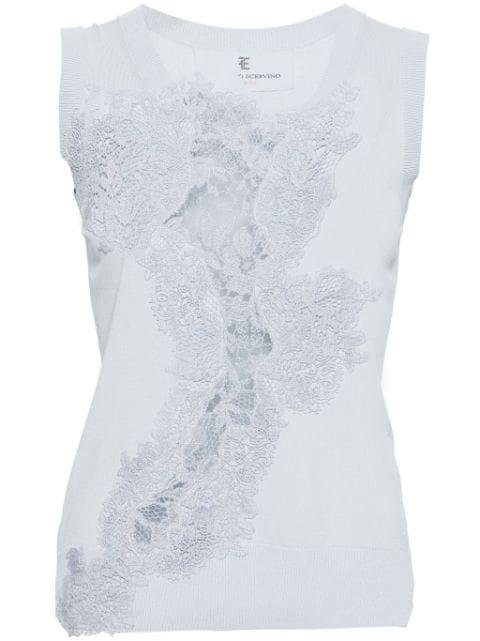 lace-panel fine-knit vest by ERMANNO SCERVINO