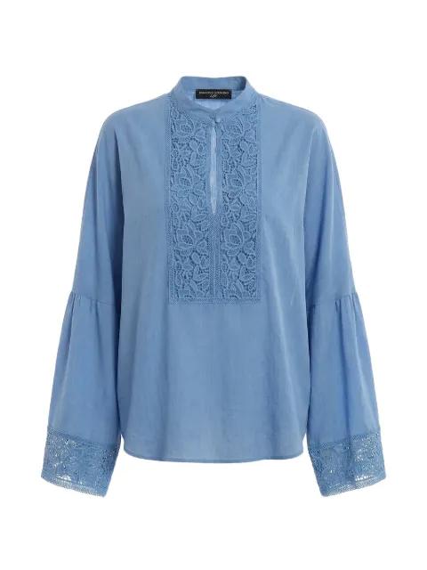 lace-panelled bell-sleeve blouse by ERMANNO SCERVINO