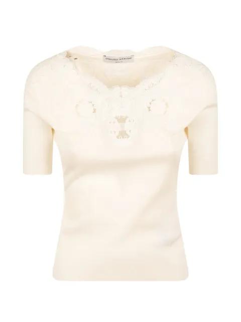 lace-panelled short-sleeve top by ERMANNO SCERVINO