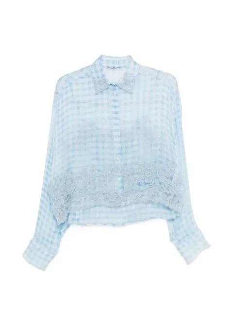 lace-trim check-pattern shirt by ERMANNO SCERVINO