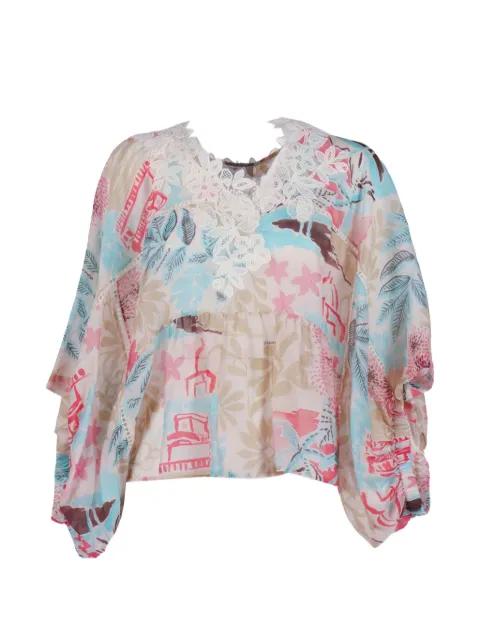 lace-trim floral-print blouse by ERMANNO SCERVINO