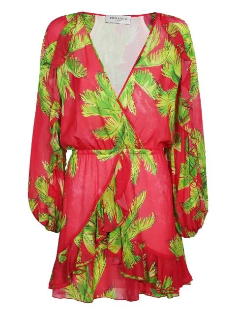 palm-print ruffled mini dress by ERMANNO SCERVINO