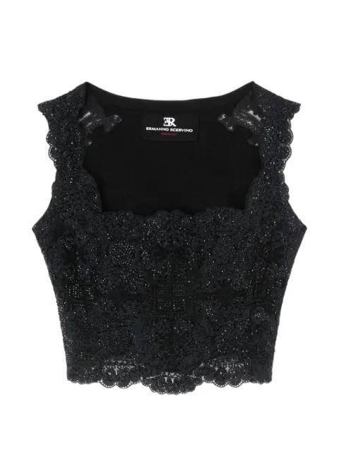 sequin-embellished lace top by ERMANNO SCERVINO