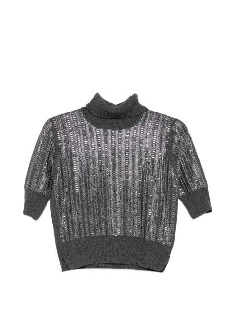 sequin-embellished short-sleeve sweater by ERMANNO SCERVINO