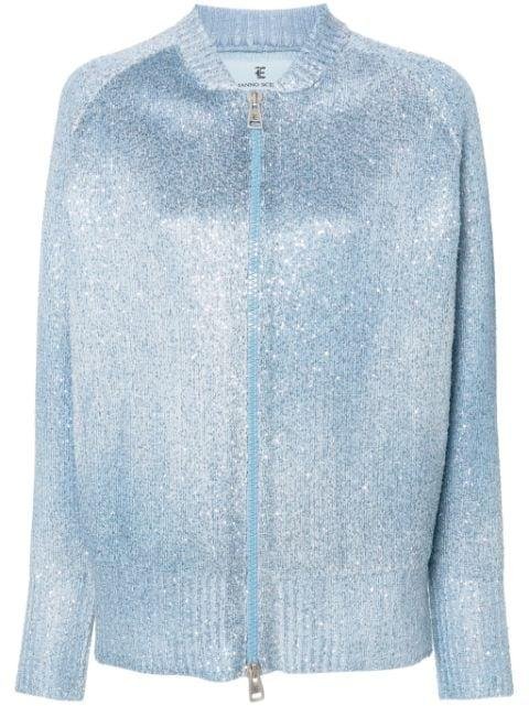 sequinned zip-up cardigan by ERMANNO SCERVINO