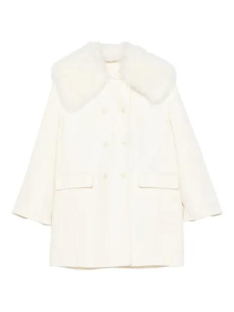 shearling-trim double-breasted coat by ERMANNO SCERVINO