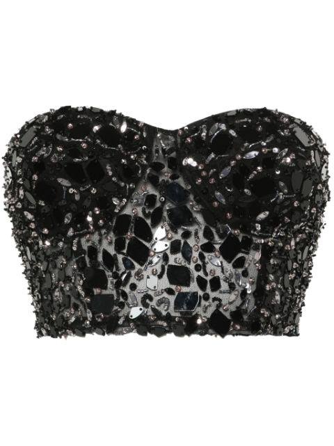 strapless sequined crop top by ERMANNO SCERVINO