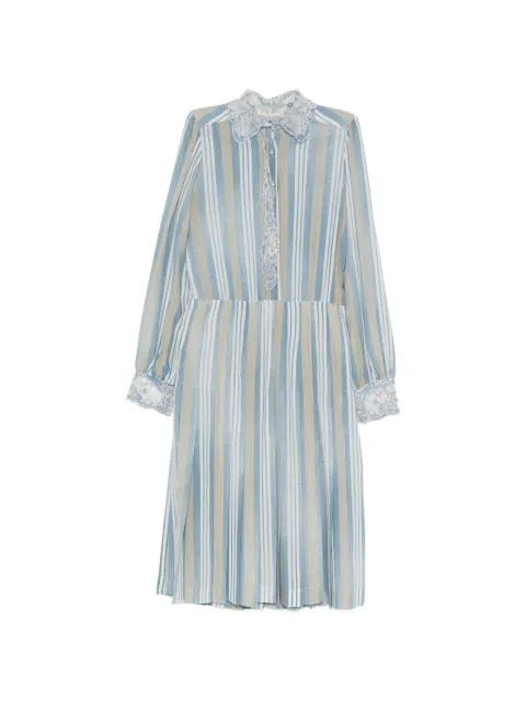 striped-pattern lace-trim dress by ERMANNO SCERVINO