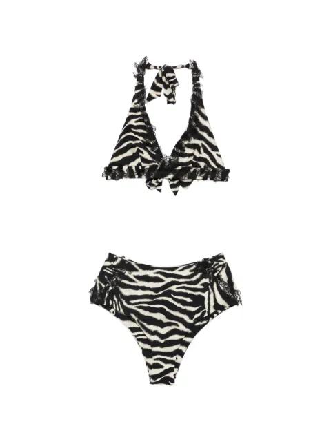 zebra-pattern lace-trim bikini by ERMANNO SCERVINO