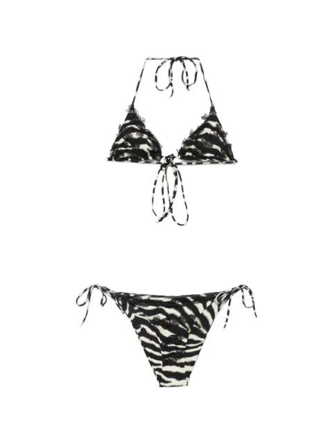 zebra-print lace-detail bikini by ERMANNO SCERVINO