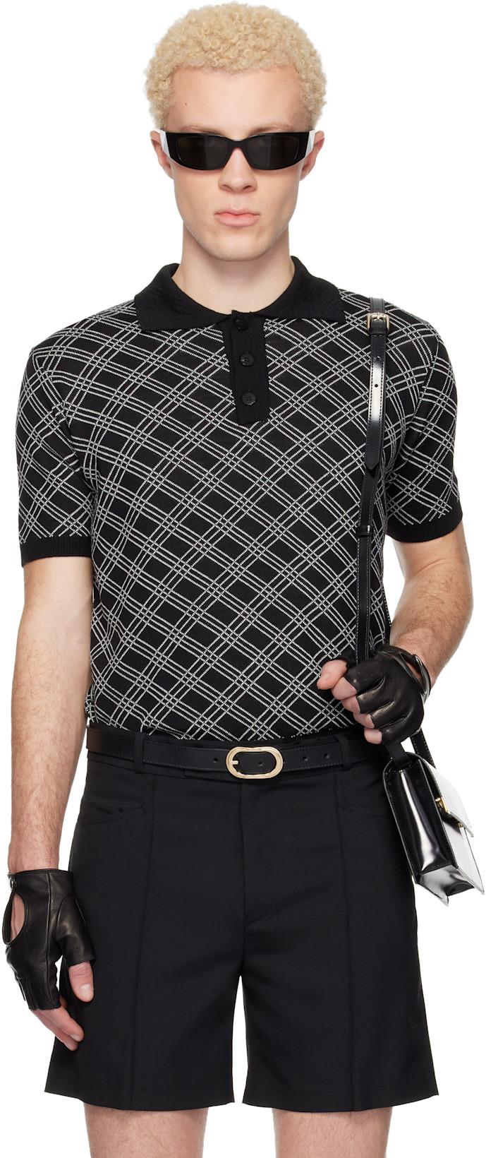 Black Check Jacquard Polo by ERNEST W. BAKER
