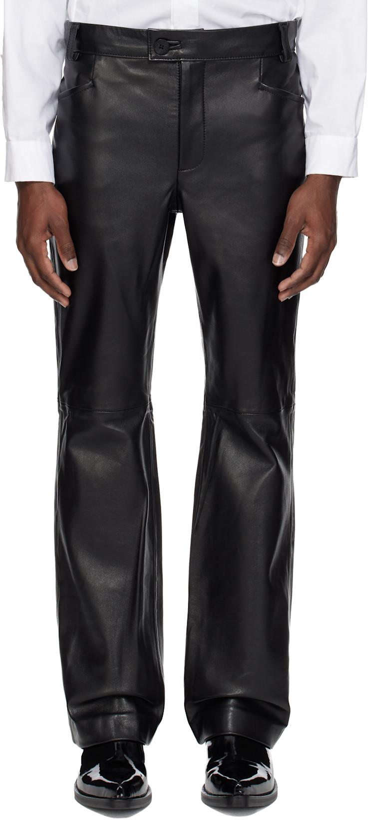 Black Flare Leather Pants by ERNEST W. BAKER