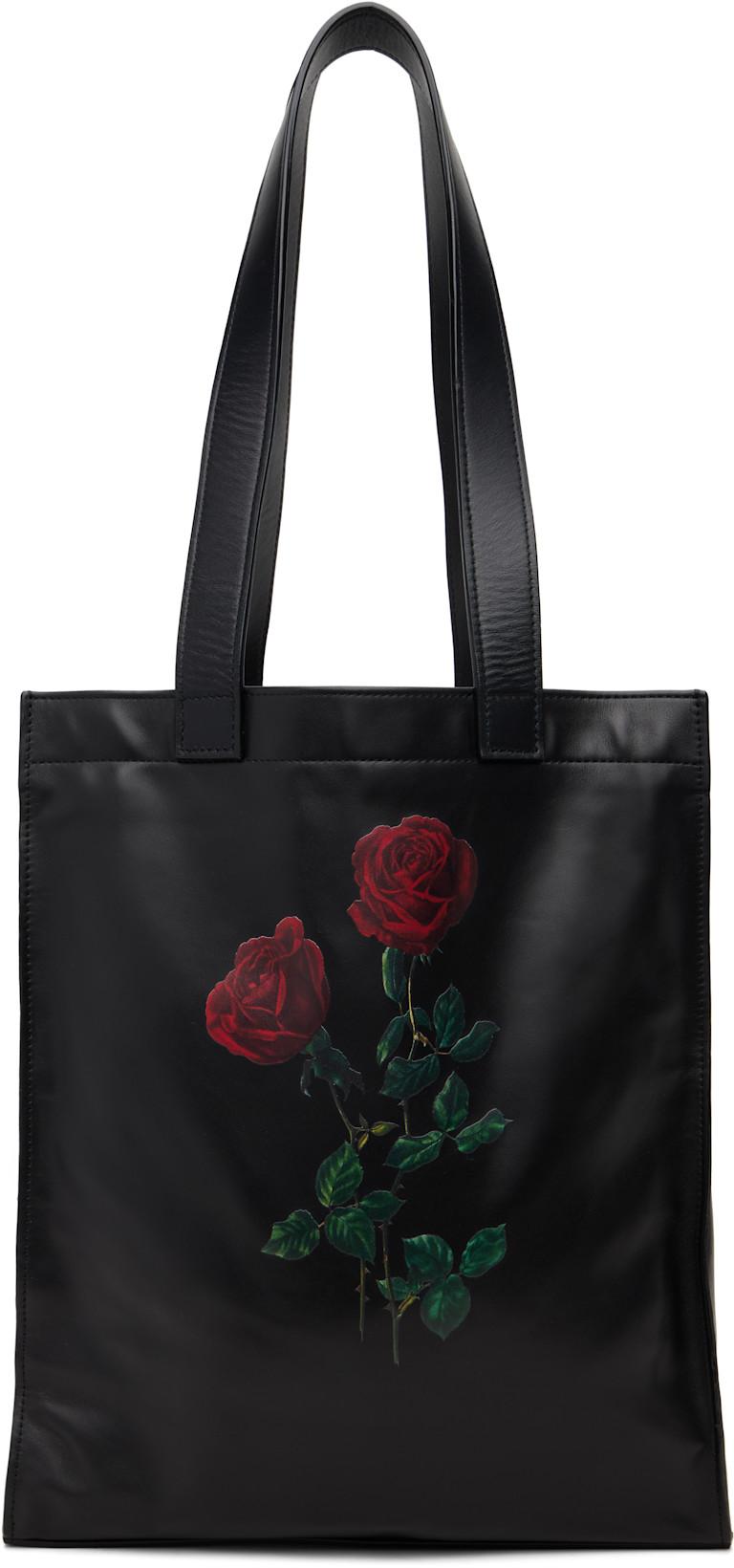 Black Rose Print Tote by ERNEST W. BAKER