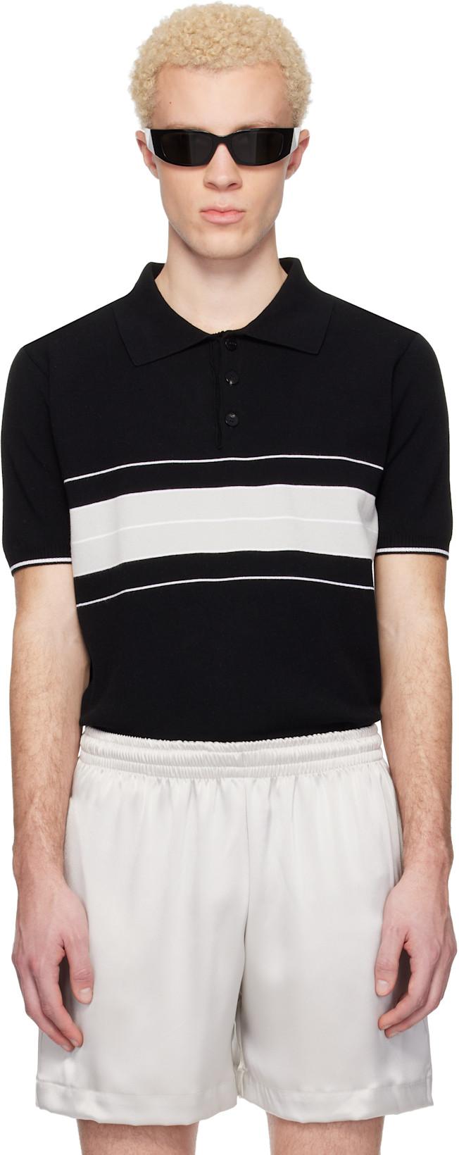 Black & Gray Striped Polo by ERNEST W. BAKER