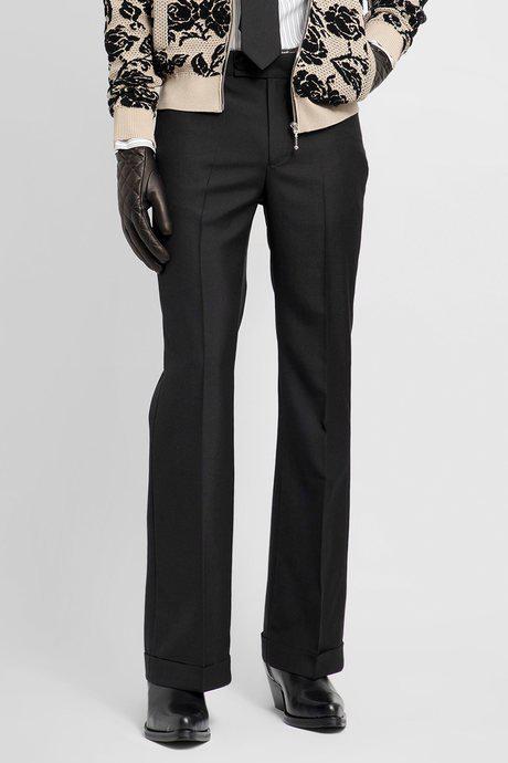 Ernest W. Baker Men'S Black Cuffed 70'S Trousers by ERNEST W