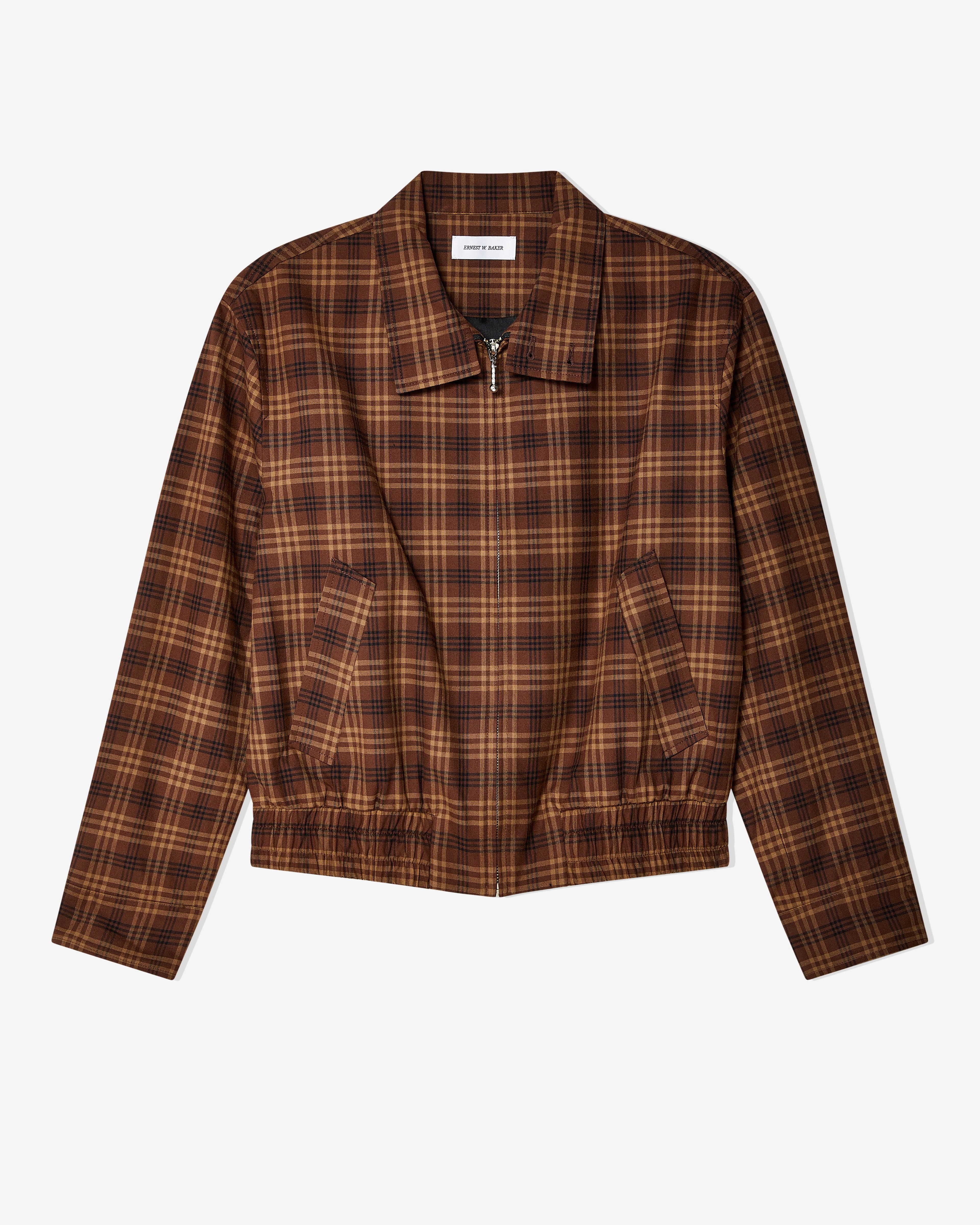 Ernest W. Baker - Men's Check Harrington Jacket - (Brown Check) by ERNEST W. BAKER
