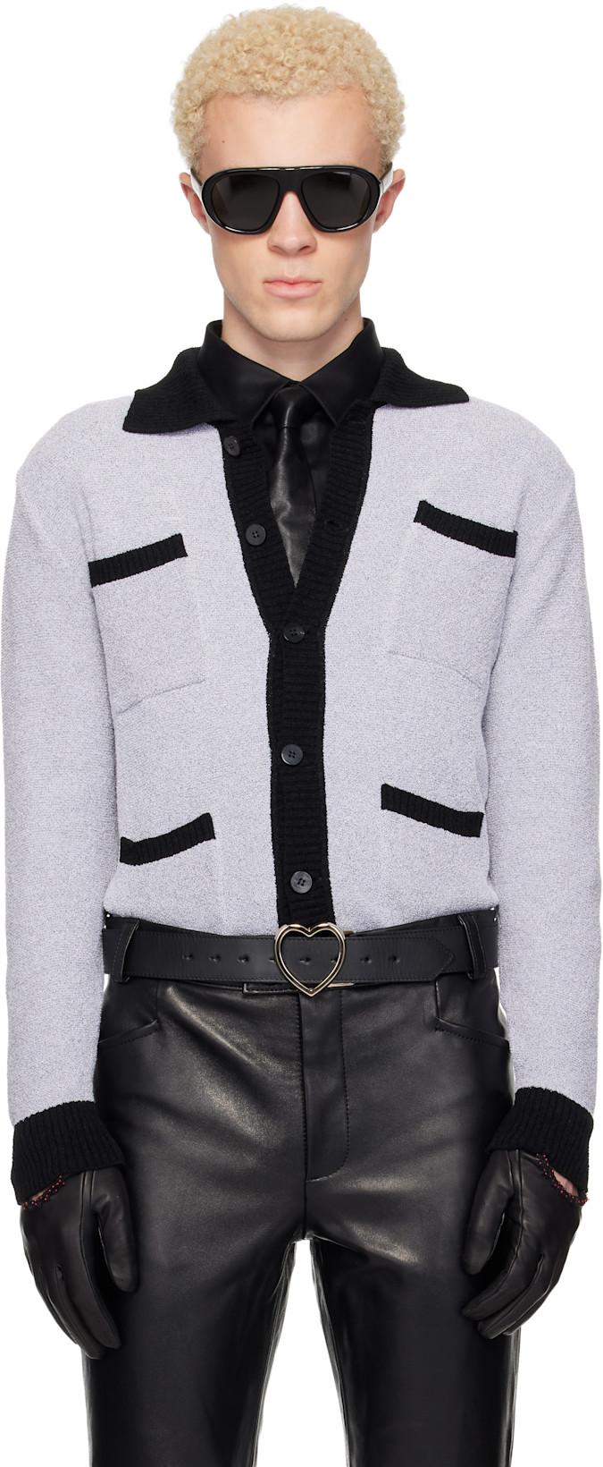 Gray Four Pocket Boucle Cardigan by ERNEST W. BAKER