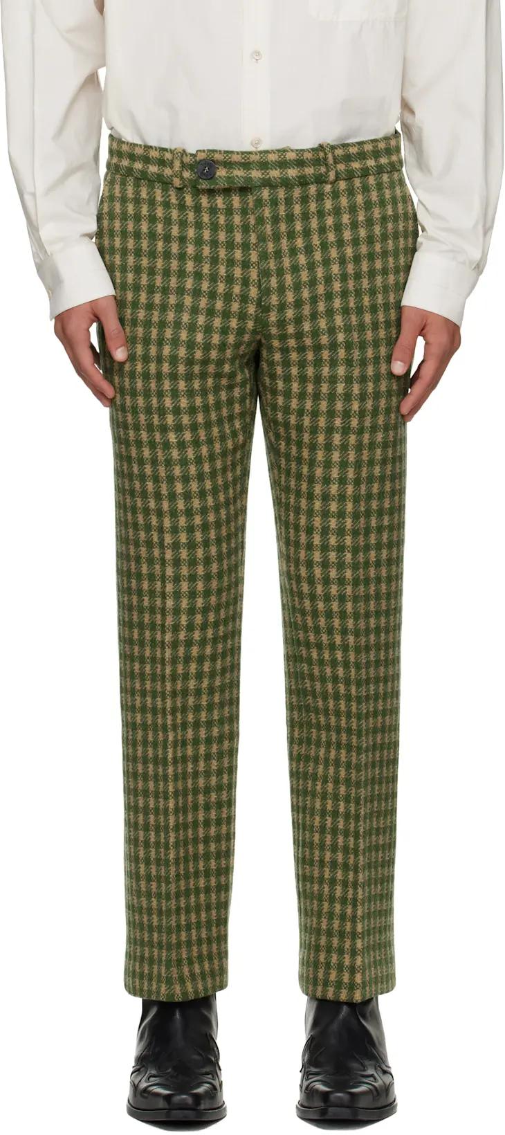 Green & Beige Loose Fit Flare Trousers by ERNEST W. BAKER Green & Beige Loose Fit Flare Trousers by ERNEST W. BAKER