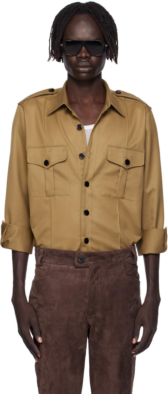 Tan Military Overshirt by ERNEST W. BAKER