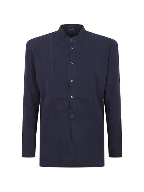Nelson bib-front band-collar shirt by ESCAPISTA