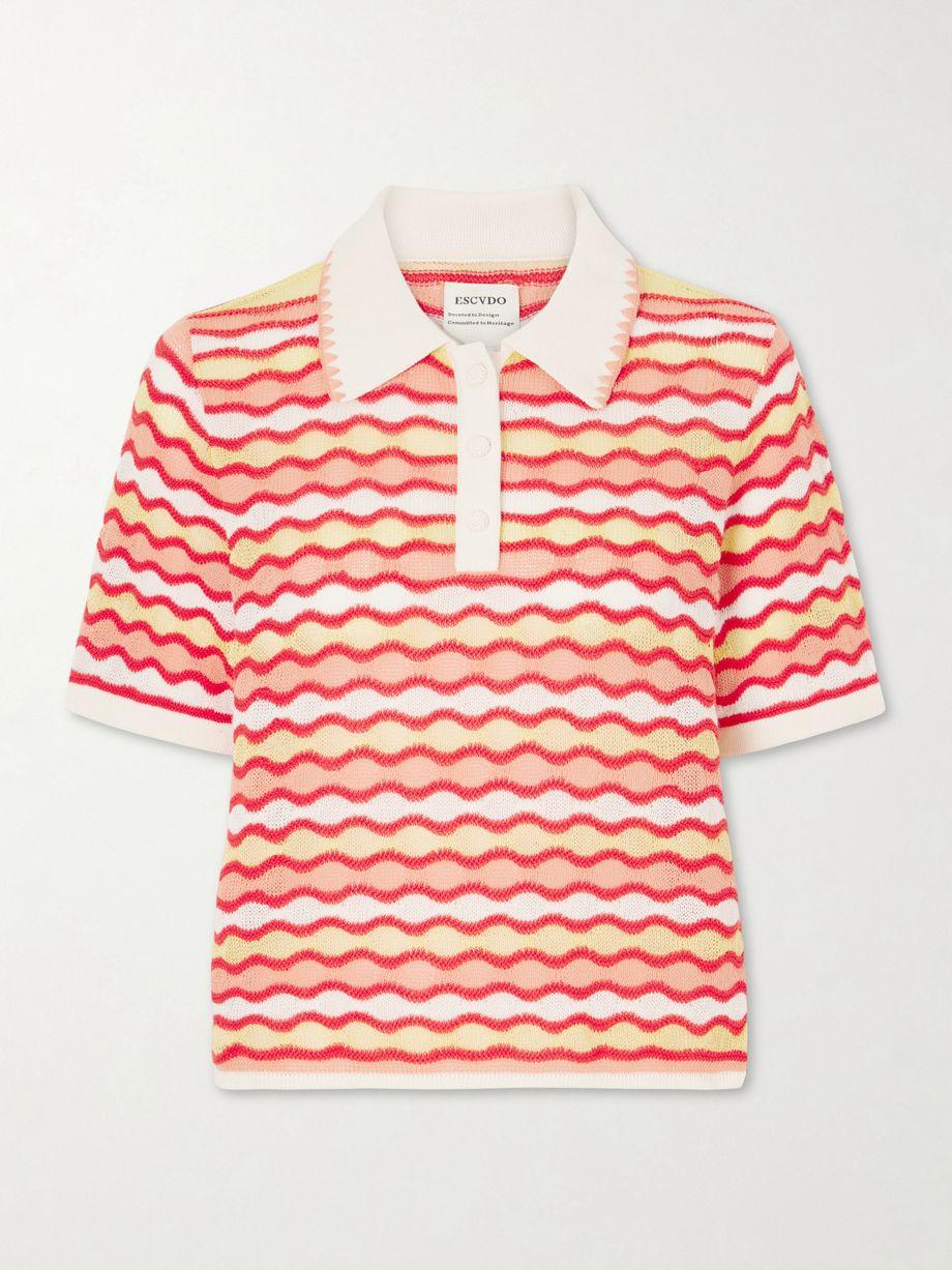 Mullu striped crocheted cotton polo shirt by ESCVDO